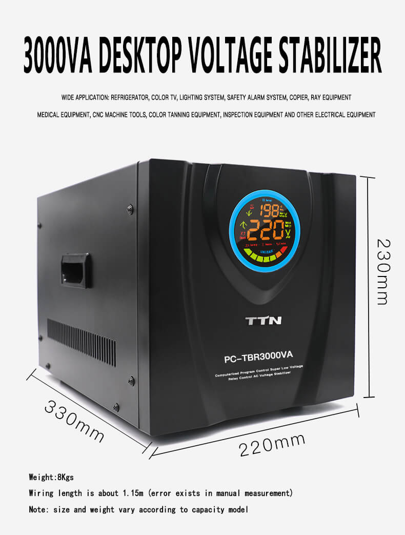 PC-TDR500VA-15000VA TV 3000VA Estabilizador de control de relé monofásico